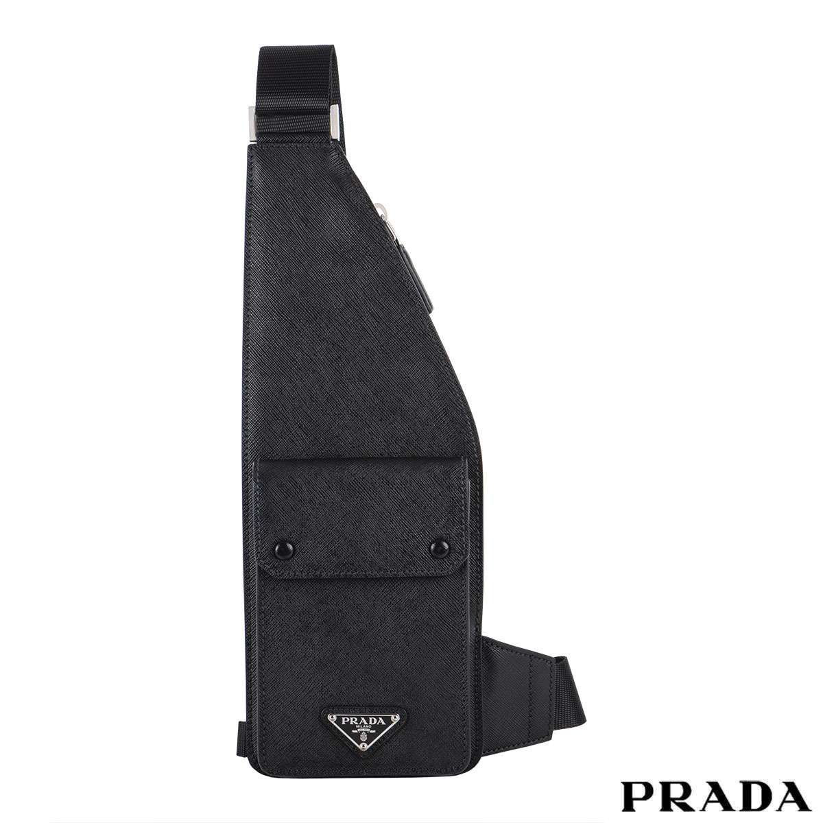 Prada Black Saffiano Leather Crossbody bag | Rich Diamonds